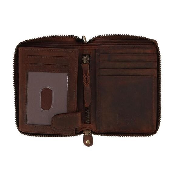 CTM Men's Bifold Zip Around Chain Wallet with Interior Zip - Picture 4 of 5